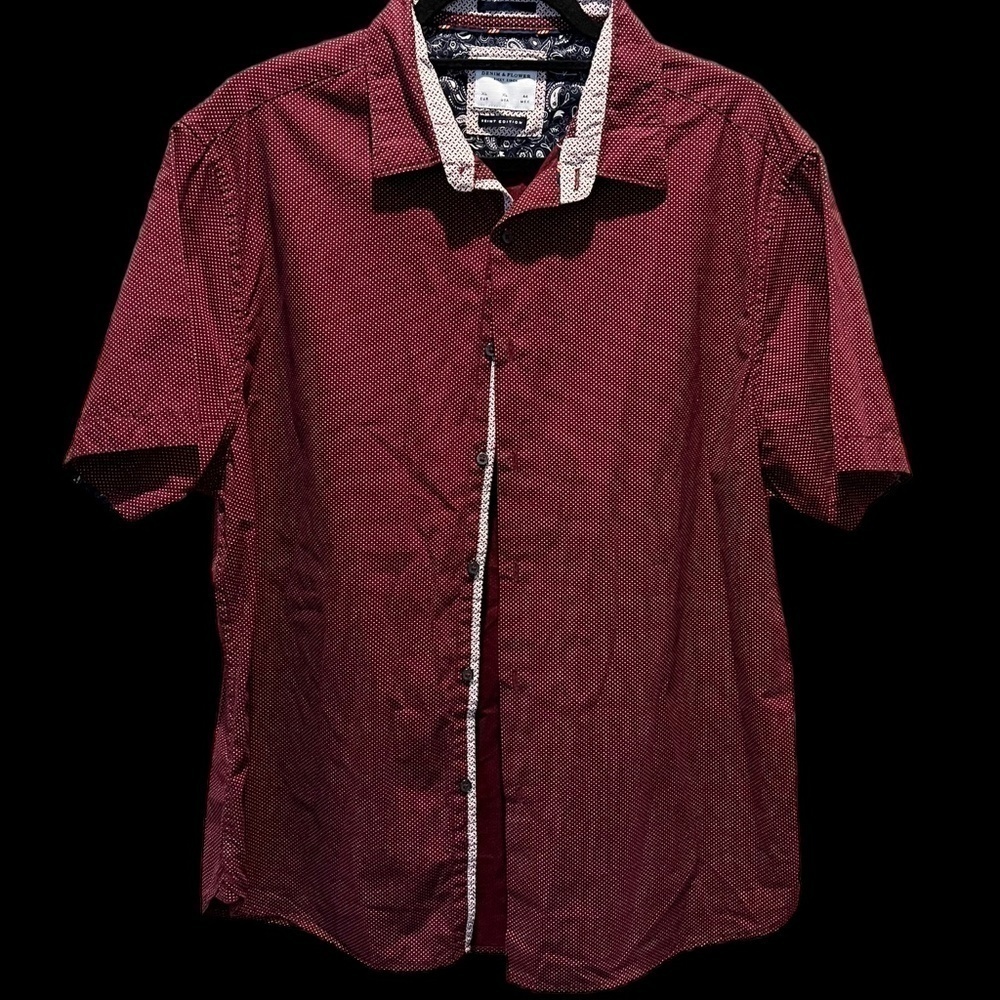 Denim & Flower Men's Print Edition Short Sleeve Button Up Shirt Size XL